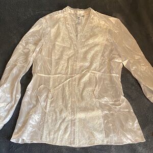 NWT, Nine West Ivory Satin Blouse with Lace panels, 100% silk